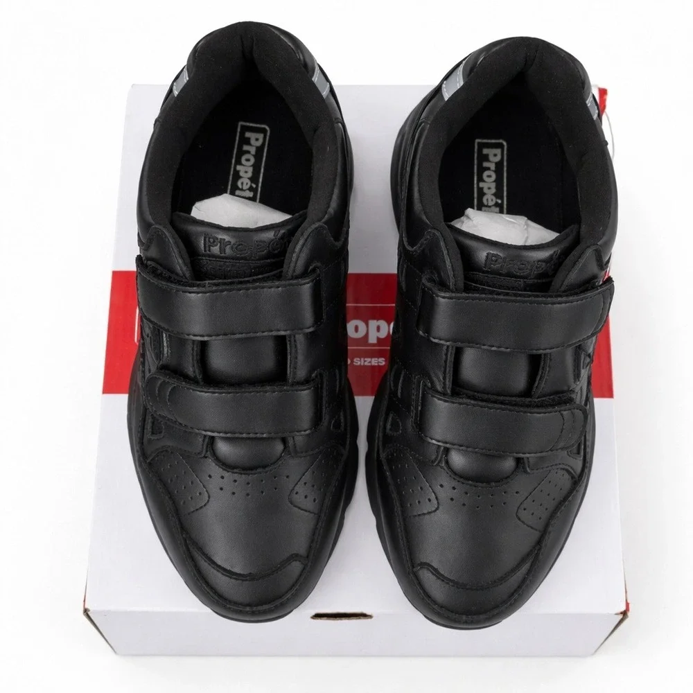 Propet Mens Stability Walker Strap‎ Black Leather Sneakers M2035 Wide E Size 8.5